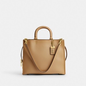 Beige Women Coach Rogue Glovetanned Leather Handbag | MY_CH87254