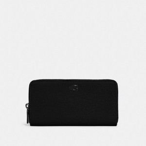 Black Men Coach Accordion With Signature Canvas Interior Large Wallets | MY_CH54547