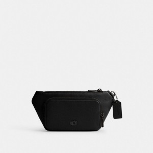 Black Men Coach Belt With Signature Canvas Interior Detail Belt Bags | MY_CH28078