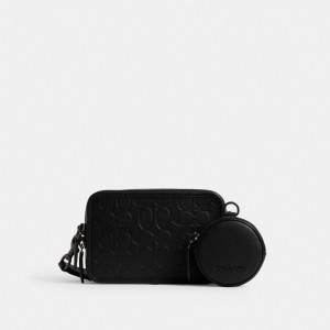 Black Men Coach Charter With Hybrid Pouch In Signature Leather Polished Pebble Leather Crossbody Bags | MY_CH33077
