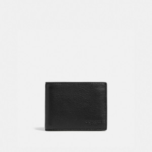 Black Men Coach Slim Billfold Wallet Sport Calf Leather Billfolds | MY_CH47534