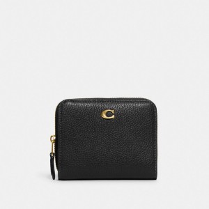 Black Women Coach Billfold Polished Pebble Leather Small Wallets | MY_CH44367