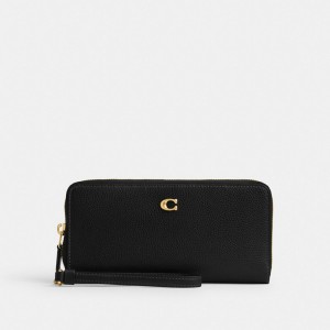 Black Women Coach Essential Continental Brass Large Wallets | MY_CH91628