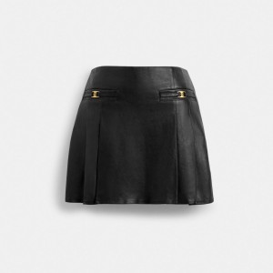 Black Women Coach Heritage C Leather Mini Skirt | MY_CH26282