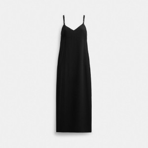 Black Women Coach Heritage C Silk Midi Dress | MY_CH16114
