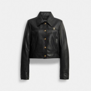 Black Women Coach Heritage C Snap Front Shrunken Jackets | MY_CH49833