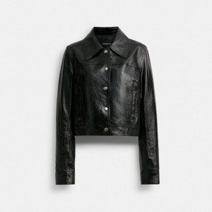 Black Women Coach Patent Leather Jackets | MY_CH25398