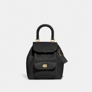 Black Women Coach Riya 21 Glovetanned Leather Backpacks | MY_CH77397