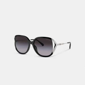 Black / Silver Women Coach Bandit Oversized Square Sunglasses | MY_CH60452