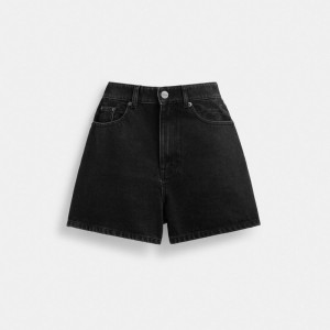 Blue Black Women Coach Denim Shorts In Organic Cotton Skirt | MY_CH69914