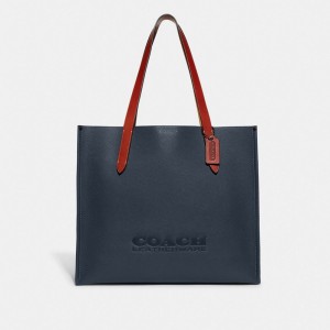 Blue Men Coach Relay Polished Pebble Leather Tote Bag | MY_CH89192