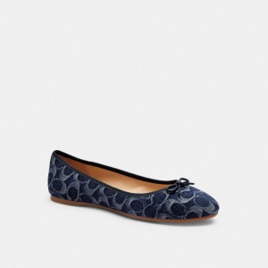 Blue Women Coach Abigail Flat In Signature Denim Denim Loafers | MY_CH96731