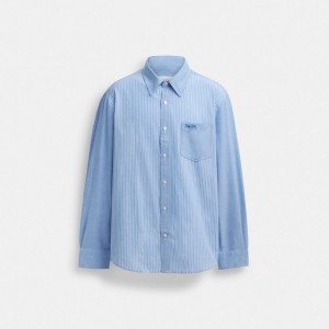 Blue / White Men Coach Mix Media Shirts | MY_CH42374
