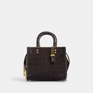Burgundy Women Coach Rogue 20 In Alligator Brass Handbag | MY_CH73364