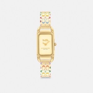 Gold Women Coach Cadie 17.5 Mm X 28.5 Mm Rainbow Watches | MY_CH33163