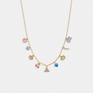 Gold Women Coach Cherry And Heart Charm Necklace | MY_CH65015