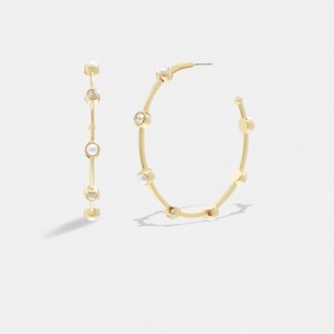 Gold Women Coach Classic Pearl Large Hoop Earrings | MY_CH35795
