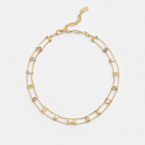Gold Women Coach Garden Charms Choker Necklace | MY_CH55909