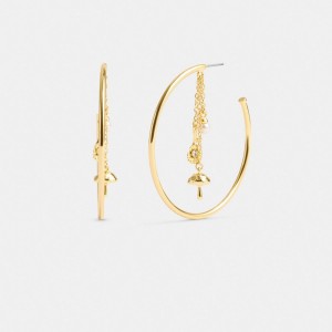 Gold Women Coach Garden Charms Hoop Earrings | MY_CH75446