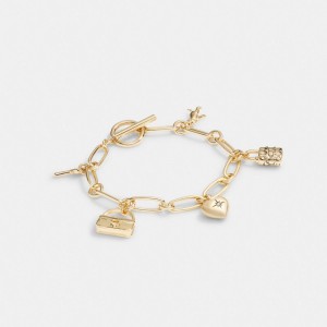 Gold Women Coach Iconic Charm Chain Bracelets | MY_CH40261