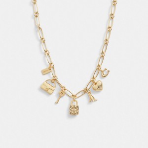 Gold Women Coach Iconic Charm Chain Necklace | MY_CH30641