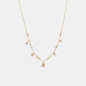 Gold Women Coach Mini Iconic Charm Necklace | MY_CH39132