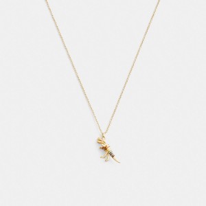 Gold Women Coach Skeletal Rexy Pendant Necklace | MY_CH76039