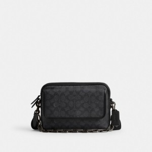 Grey Men Coach Charter Flap 24 In Signature Crossbody Bags | MY_CH32335