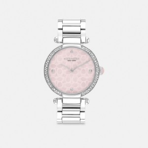 Grey / Pink Women Coach Cary 34 Mm Stainless Steel Watches | MY_CH21794