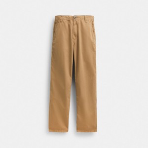 Khaki Men Coach Regenerative Cotton Trousers T Shirts | MY_CH90780