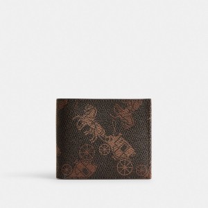 Multicolor Men Coach Double Billfold Wallet With Large Horse And Carriage Print Truffle Billfolds | MY_CH80737