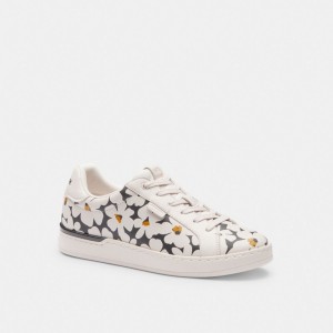 Multicolor Women Coach Lowline Low Top With Floral Print Chalk Sneakers | MY_CH75908