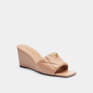 Pink Women Coach Emma Wedge With Quilting Buff Sandals | MY_CH69454