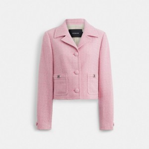 Pink Women Coach Heritage C Tweed Jackets | MY_CH30715