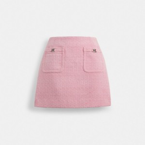 Pink Women Coach Heritage C Tweed Skirt | MY_CH15140