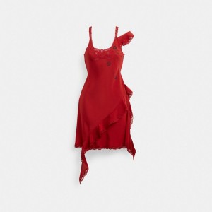 Red Women Coach Mini Ruffle Dress | MY_CH49566