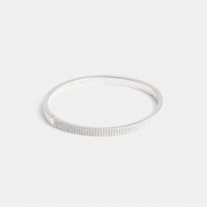 Silver Women Coach Pavé Hinged Bangle Bangles | MY_CH60969