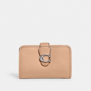 Silver Women Coach Tabby Medium Smooth Leather Large Wallets | MY_CH71780
