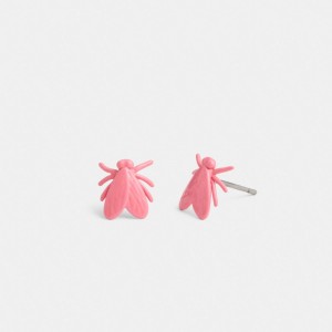 Silver / Pink Women Coach Fly Stud Earrings | MY_CH61208