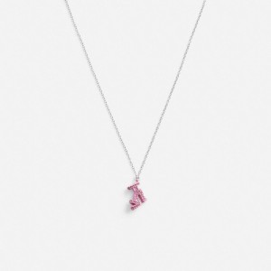 Silver / Pink Women Coach Stiletto Pendant Necklace | MY_CH83926