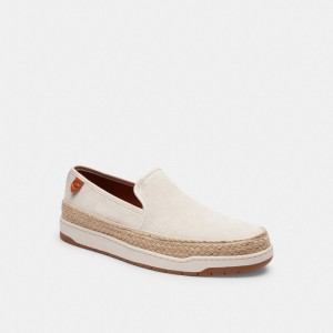 White Men Coach Miles In Signature Jacquard Chalk Espadrille | MY_CH88133