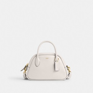 White Women Coach Borough Bowling Brass Handbag | MY_CH49366
