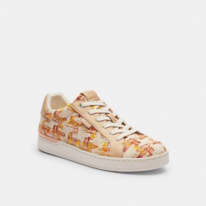 White / Pink Women Coach Lowline Low Top Neutral Sneakers | MY_CH94953