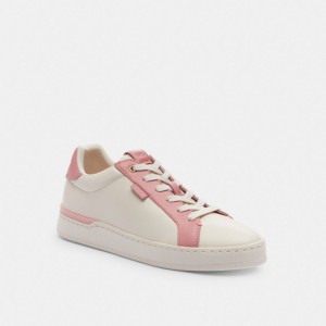 White / Pink Women Coach Lowline Low Top Bubblegum Sneakers | MY_CH14135